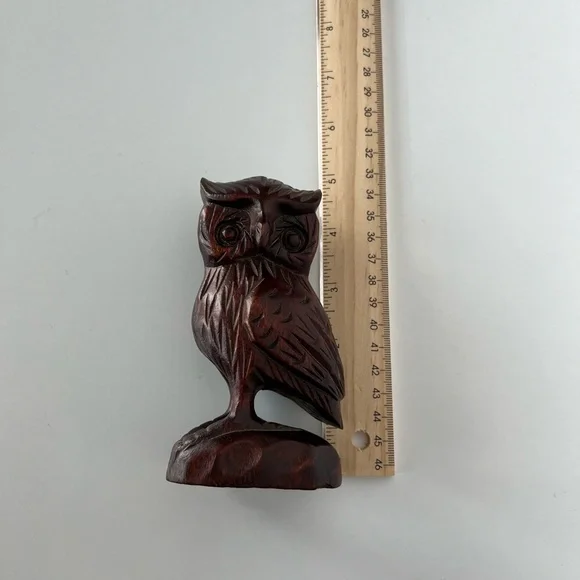 Carved Wood Owl Figurine - Picture 8 of 10